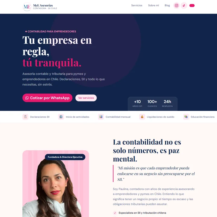 Sitio de MYE Asesorías hecho por Selvática